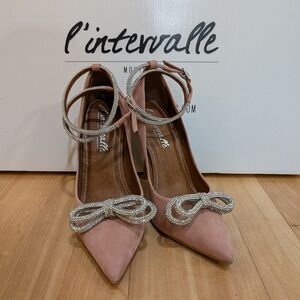 L'intervalle Pink Women's Heels with Bow Detail